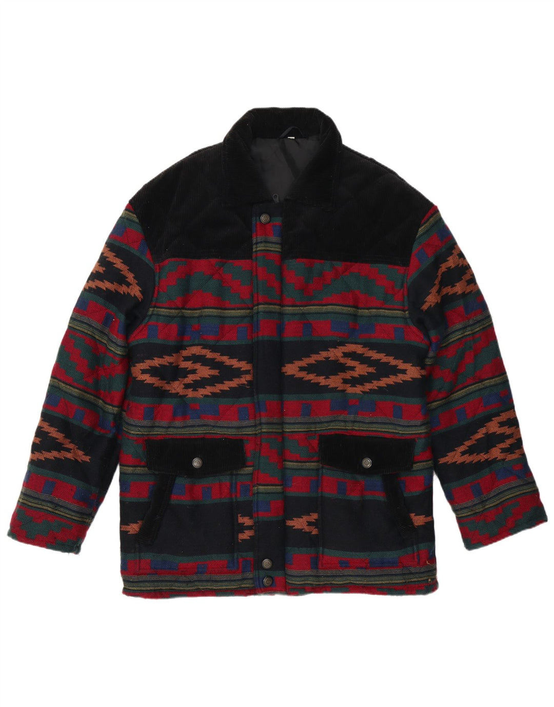 Męska pikowana kurtka VINTAGE UK 40, duża, wielokolorowa, geometryczna