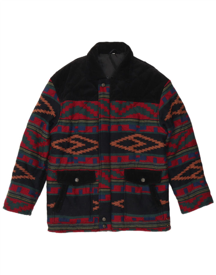 Męska pikowana kurtka VINTAGE UK 40, duża, wielokolorowa, geometryczna