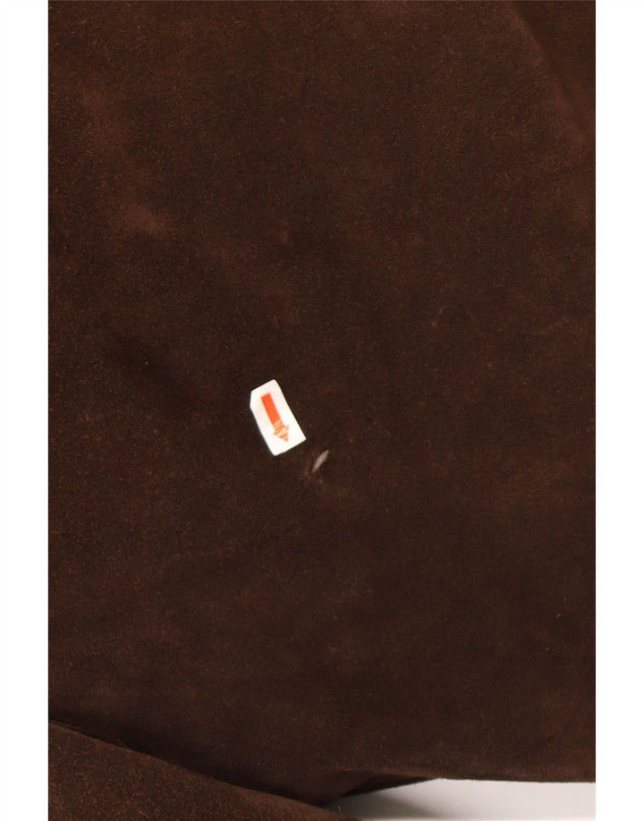 Vintage damski, oversize'owy, zamszowy płaszcz wiatrówka UK 18 XL, brązowy