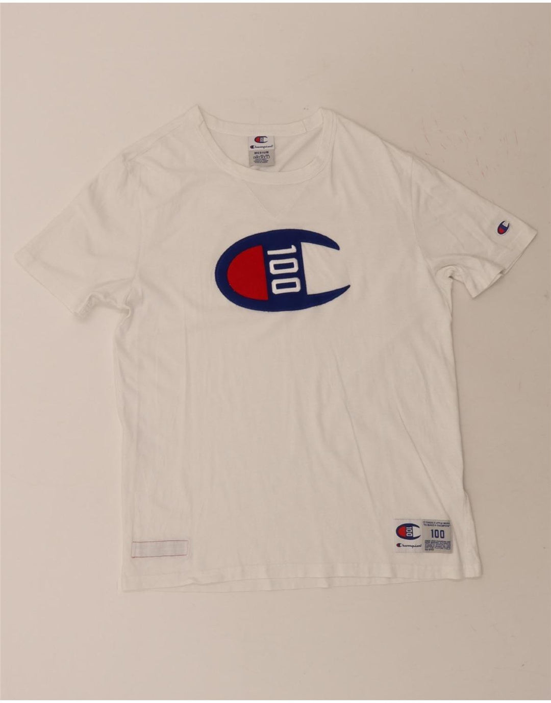 CHAMPION Mens Graphic T-Shirt Top Medium White Cotton Vintage Champion and Second-Hand Champion from Messina Hembry 