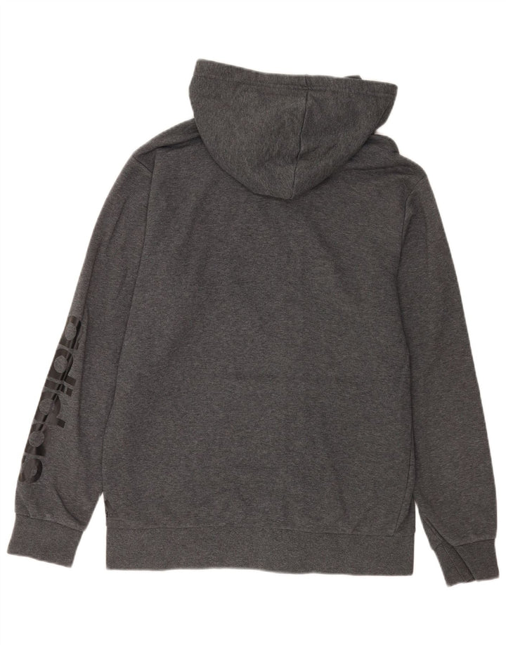 Męski sweter z kapturem i zamkiem błyskawicznym Adidas, średnioszary, bawełniany
