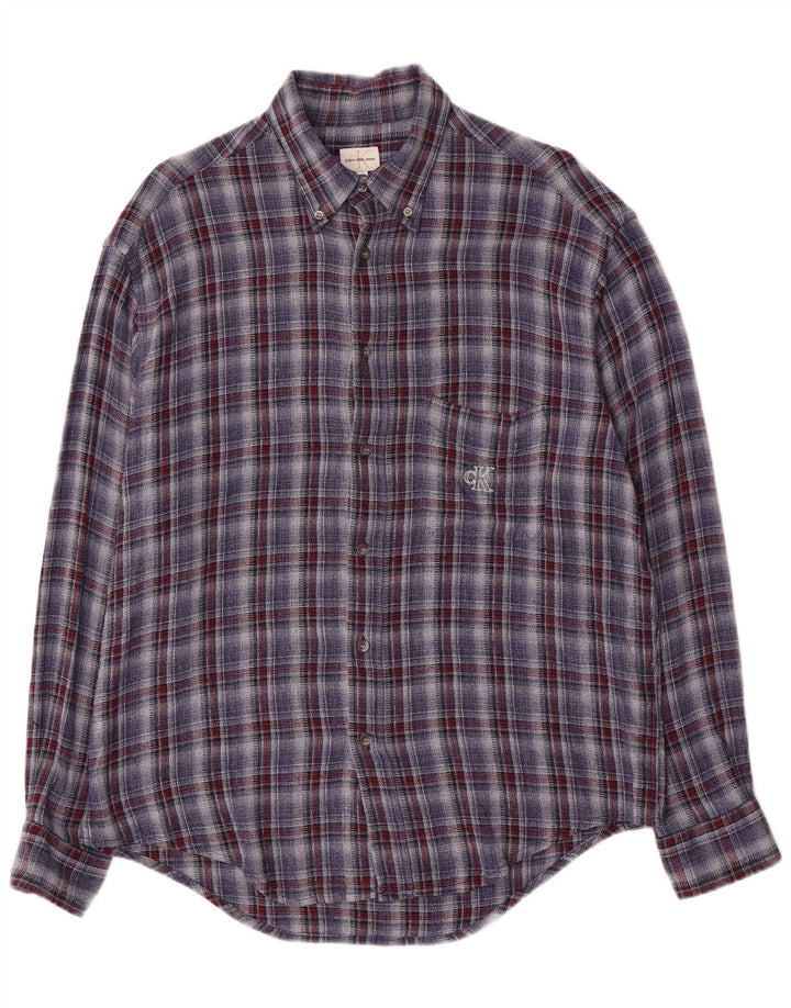 Męska koszula flanelowa Calvin Klein Jeans w dużą niebieską kratkę