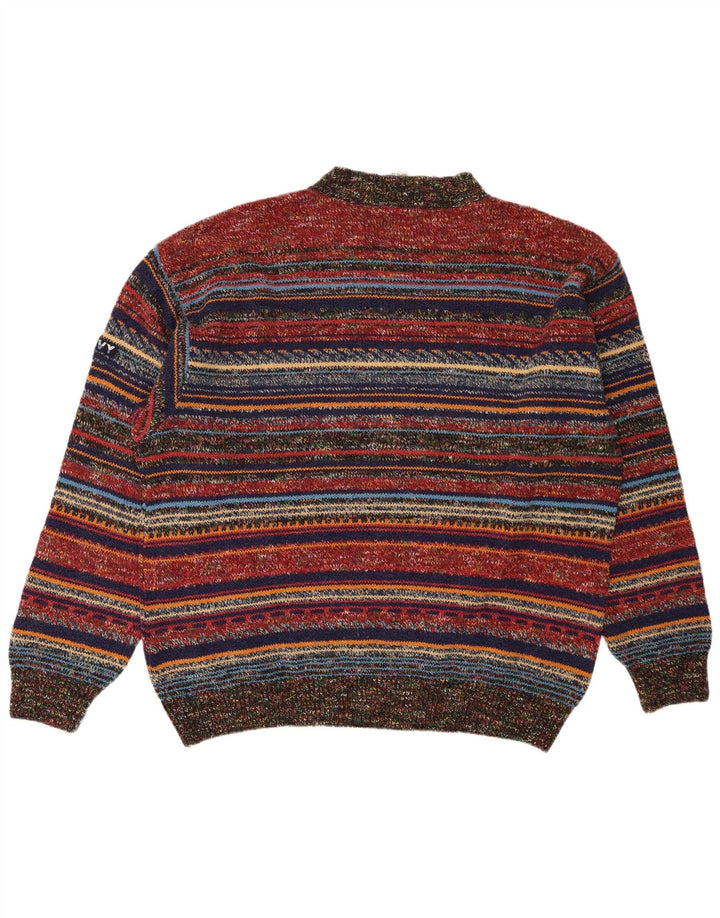 Męski sweter z wycięciem pod szyją Silvy IT 56 2XL Wielokolorowa wełna w paski