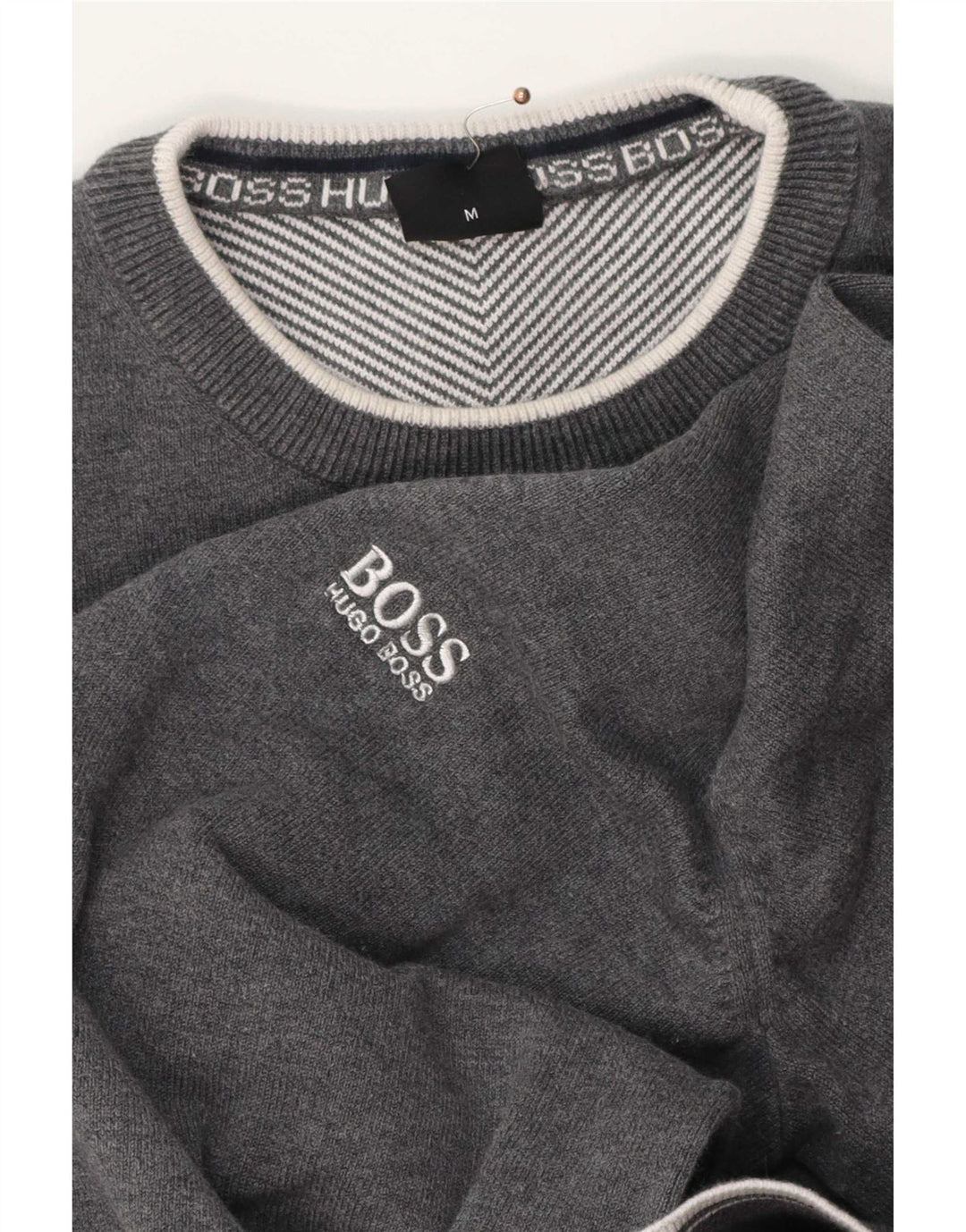 Męski sweter z okrągłym dekoltem Hugo Boss, średnioszary