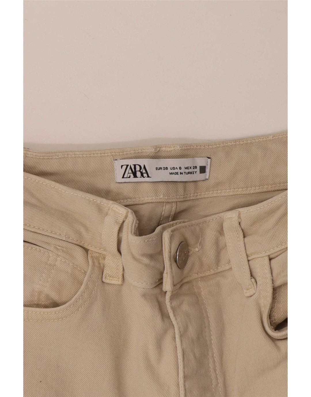 Damskie proste dżinsy Zara EU 38 Small W28 L31 Beżowe