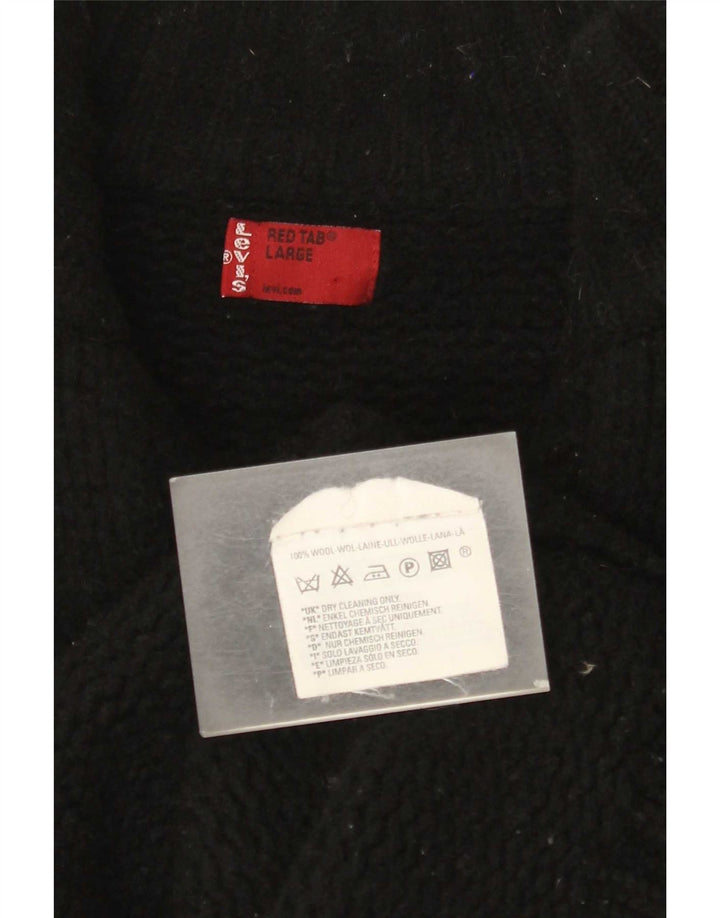 Męski sweter rozpinany Levi's, duży, czarny, wełniany z blokami kolorów