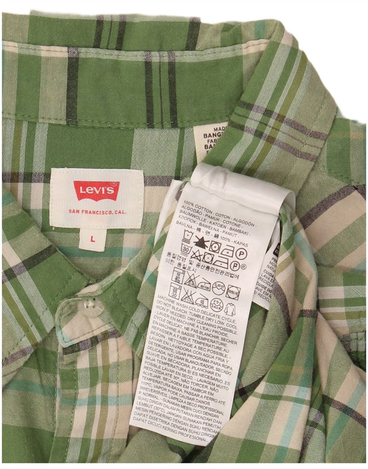 Męska koszula z krótkim rękawem LEVI'S, duża, bawełniana w zieloną kratkę