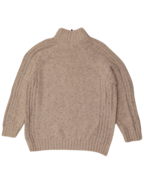 Marks & Spencer Męski sweter o regularnym kroju, zapinany na zamek, XL, beżowy, nakrapiany