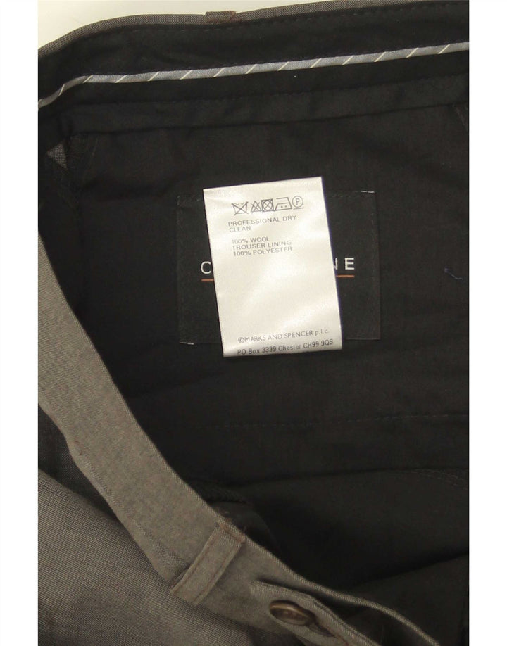 Marks & Spencer Męskie proste spodnie garniturowe W40 L30 Zielona wełna
