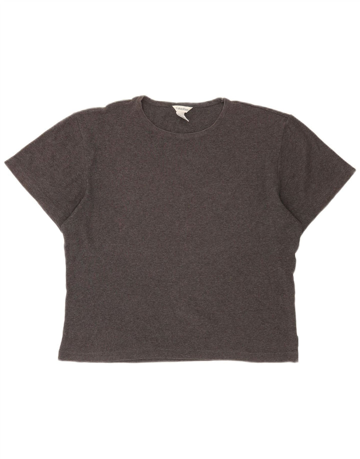 Damski T-shirt oversize CALVIN KLEIN, UK 14, średnioszary, bawełniany