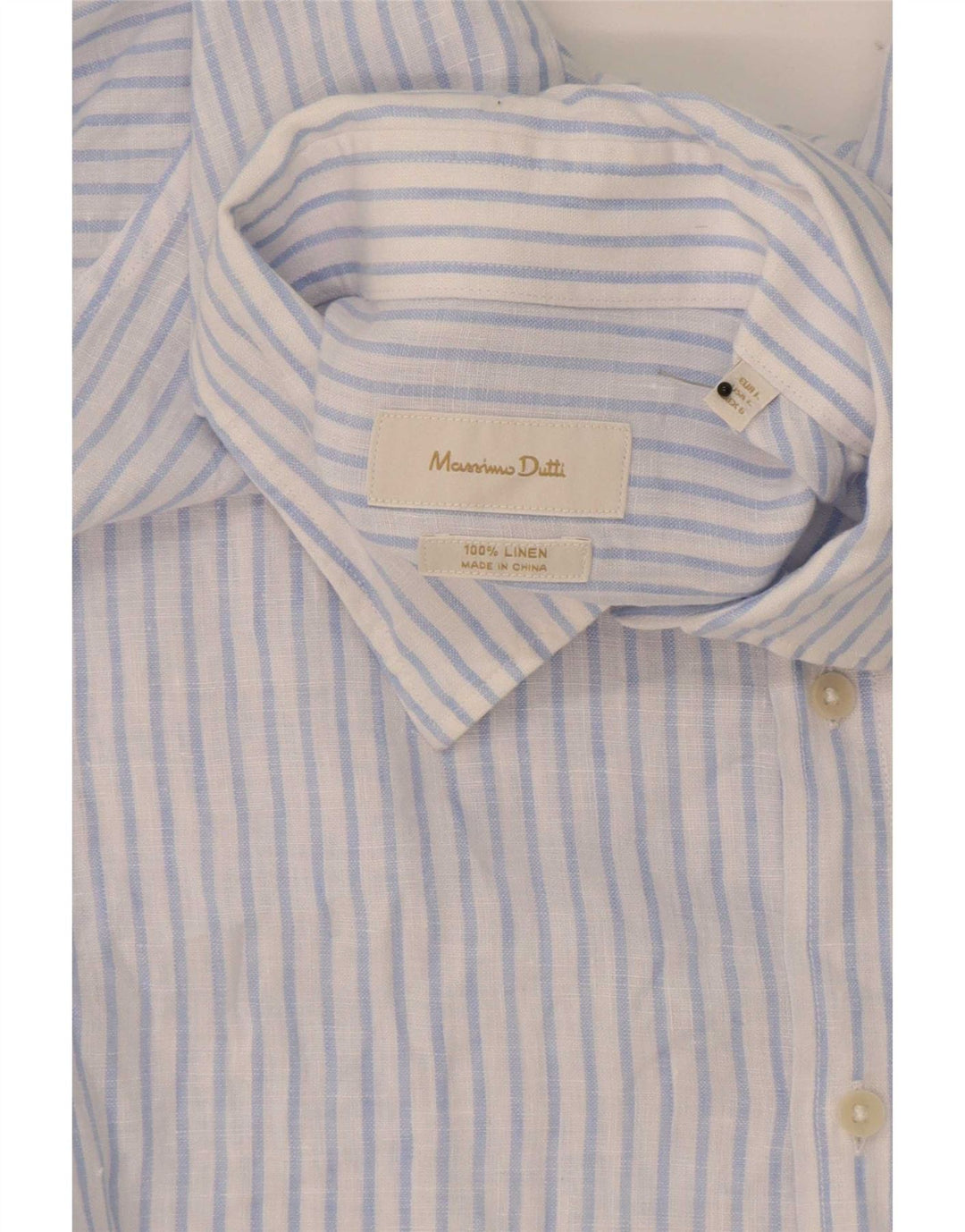 Koszula męska Massimo Dutti, duża, niebieska, lniana w prążki