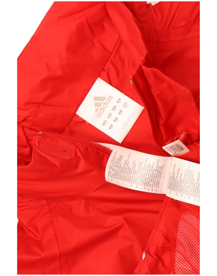 Męska kurtka przeciwdeszczowa Adidas z kapturem UK 38, średni czerwony poliester
