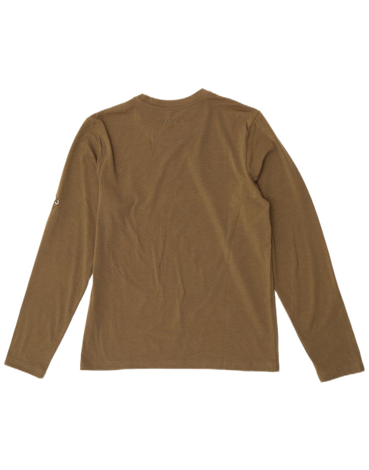 Męski top graficzny Mammut z długim rękawem, średni khaki, poliester