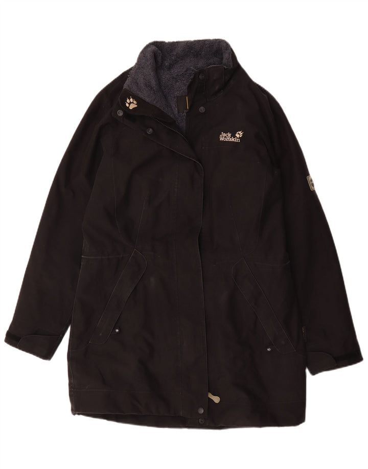Damski płaszcz wiatrówkowy Jack Wolfskin UK 12/14, średni czarny poliester