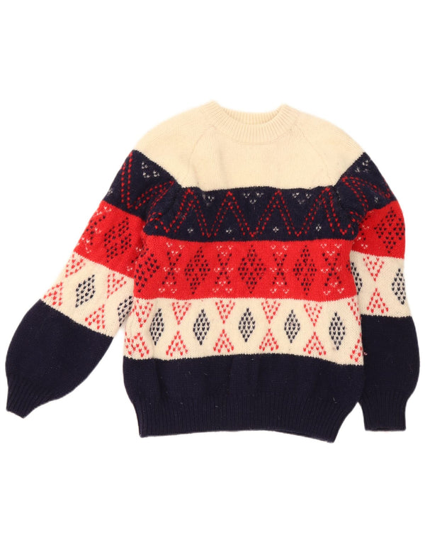 Dziewczęcy sweter z okrągłym dekoltem Benetton 11-12 lat, wielokolorowy, geometryczny