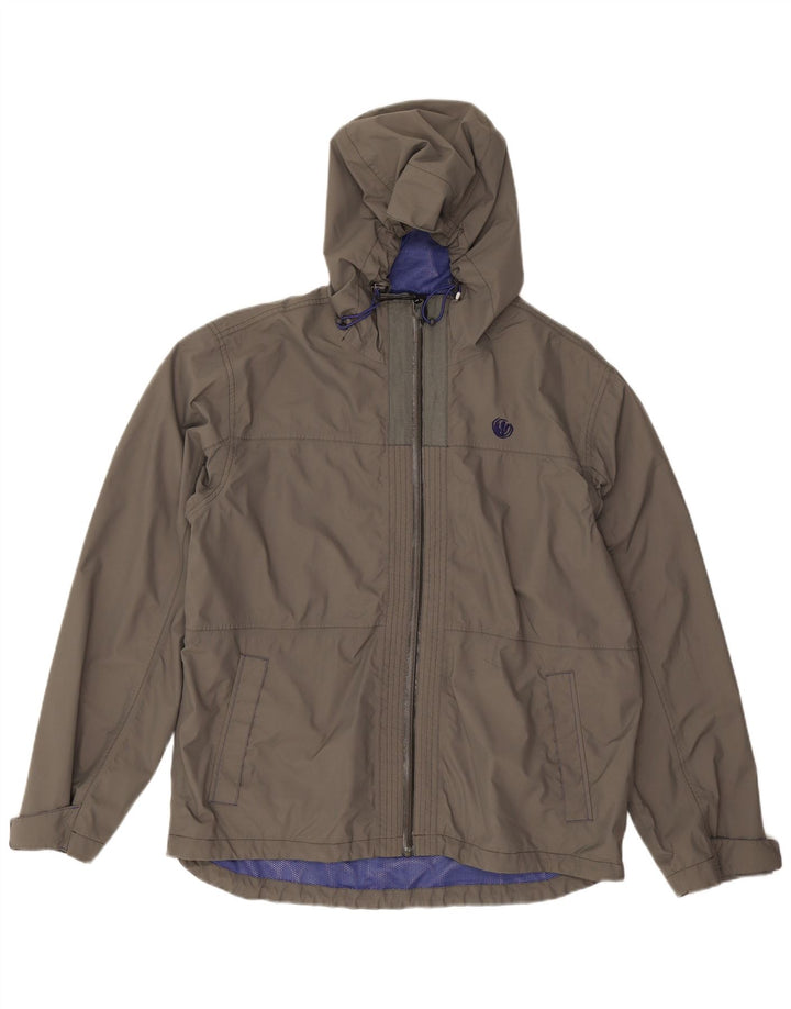 Męska kurtka przeciwdeszczowa z kapturem Fat Face UK 40, duża, szary nylon