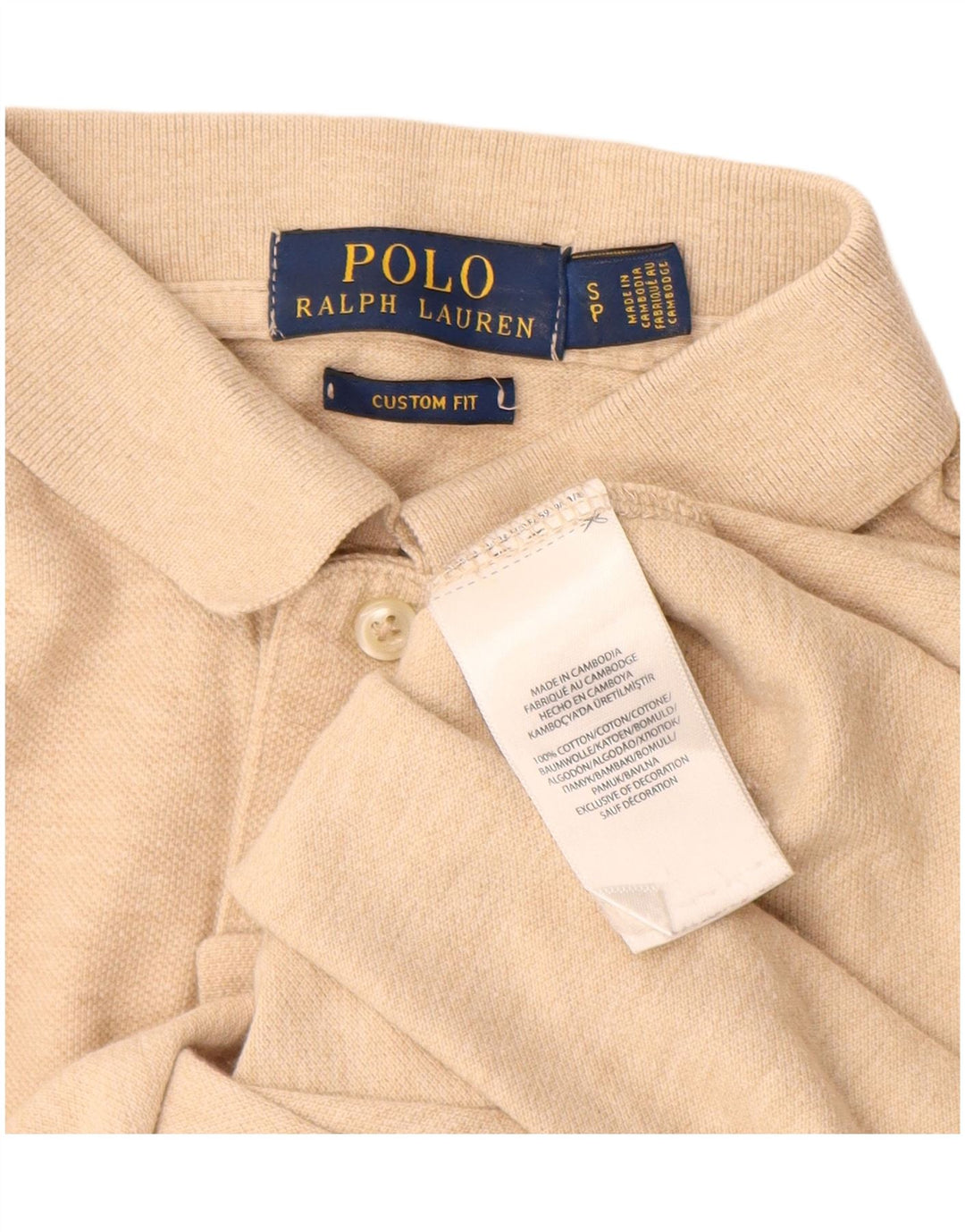 POLO RALPH LAUREN Męska koszulka polo o dopasowanym kroju, mała, beżowa, bawełniana