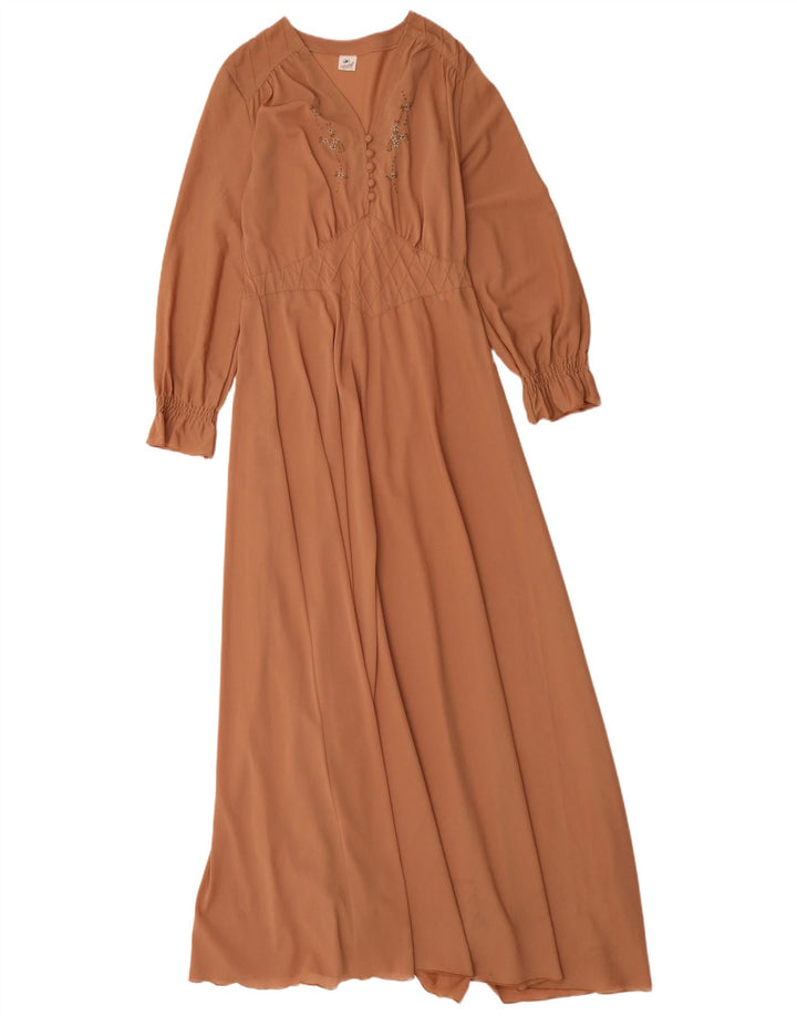 Damska sukienka maxi w stylu vintage UK 12 Średni brąz