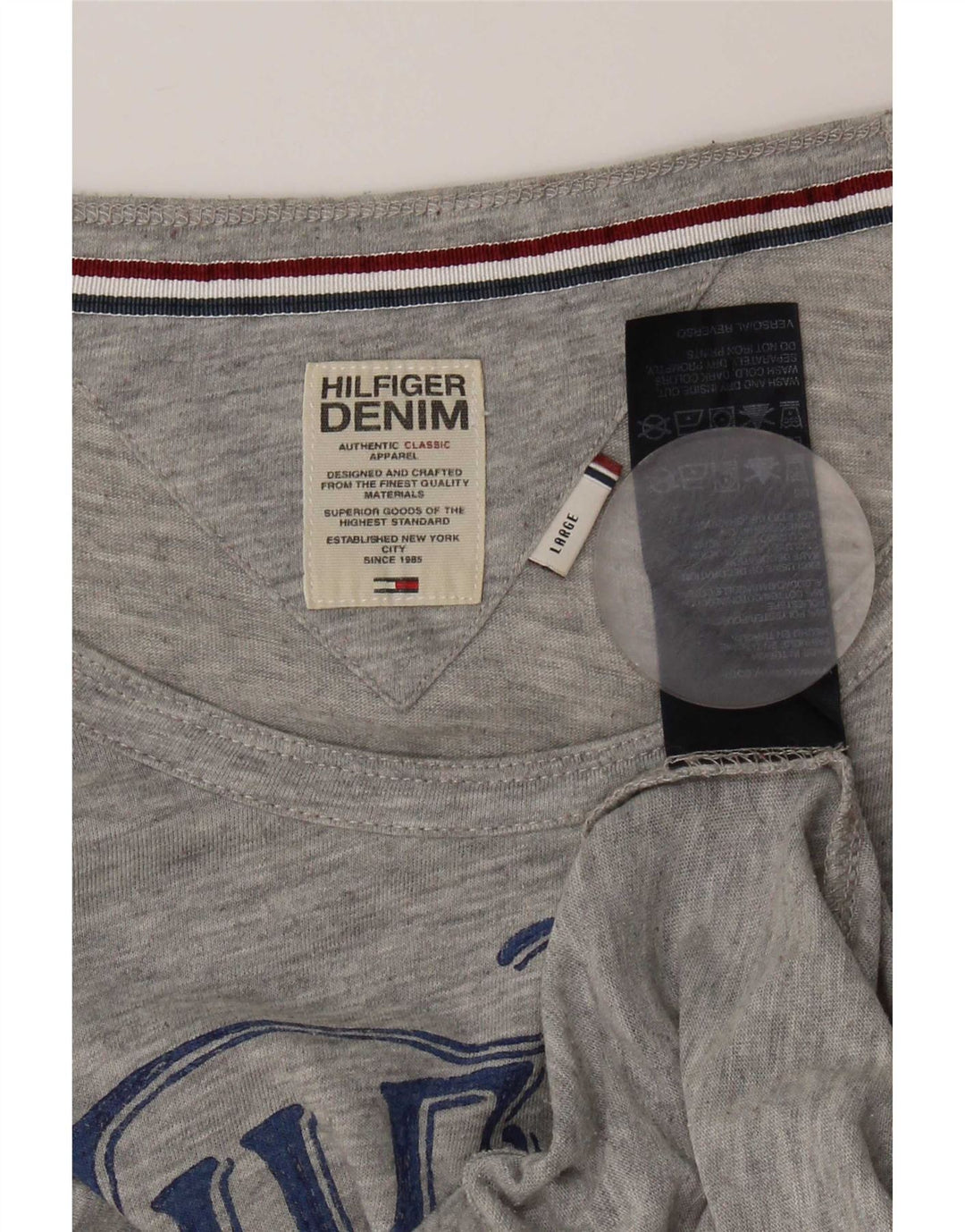 Damska koszulka z grafiką Tommy Hilfiger Top UK 14, duży, szary poliester