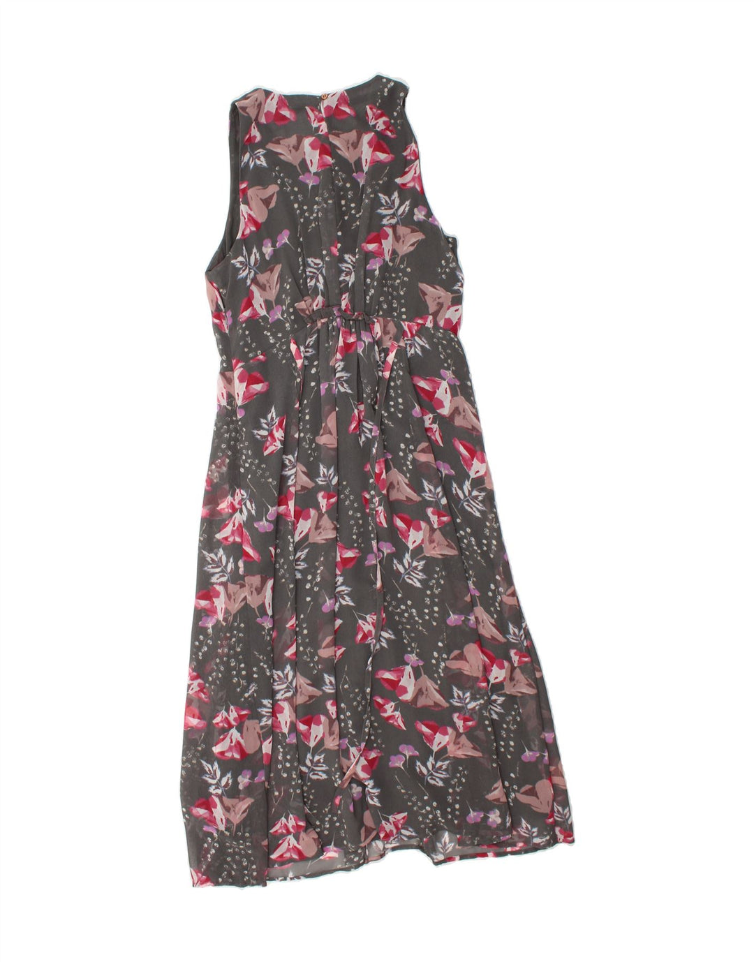 MARKS & SPENCER Womens Sleeveless Maxi Dress UK 12 Medium Grey Floral Vintage Marks & Spencer and Second-Hand Marks & Spencer from Messina Hembry 