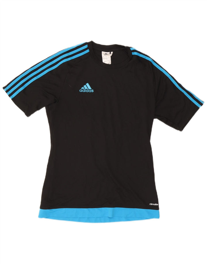 Adidas Męska koszulka Climalite Top, mała, czarna, z blokami kolorów, poliestrowa