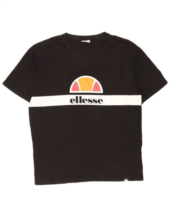 Męska koszulka z grafiką Ellesse Top, bawełniana, w kolorze średniej czerni
