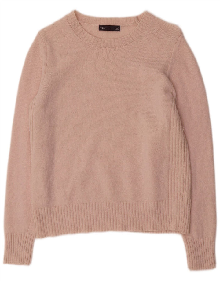Marks & Spencer Damski sweter z dekoltem w łódkę, UK 14, średni różowy wełniany
