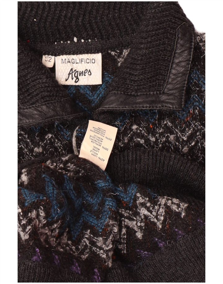 Męski sweter z golfem w stylu vintage IT 52, duży, wielobarwny jodełka