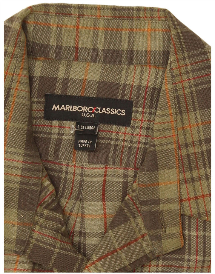 Męska koszula flanelowa Marlboro Classics w dużą kratkę khaki