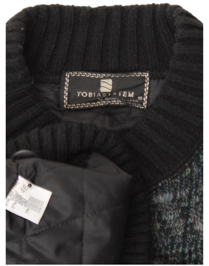 Męska dzianinowa kurtka bomberka Tobia System EU 46 Mała granatowa wełniana kratka Retro