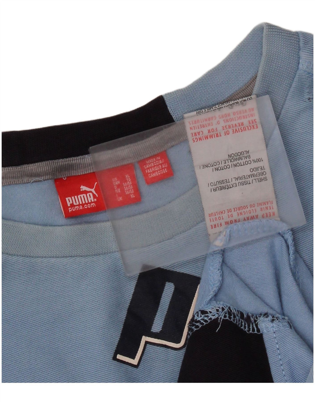 Męska koszulka z grafiką PUMA z długim rękawem XL, niebieska, bawełniana