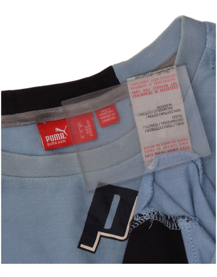 Męska koszulka z grafiką PUMA z długim rękawem XL, niebieska, bawełniana