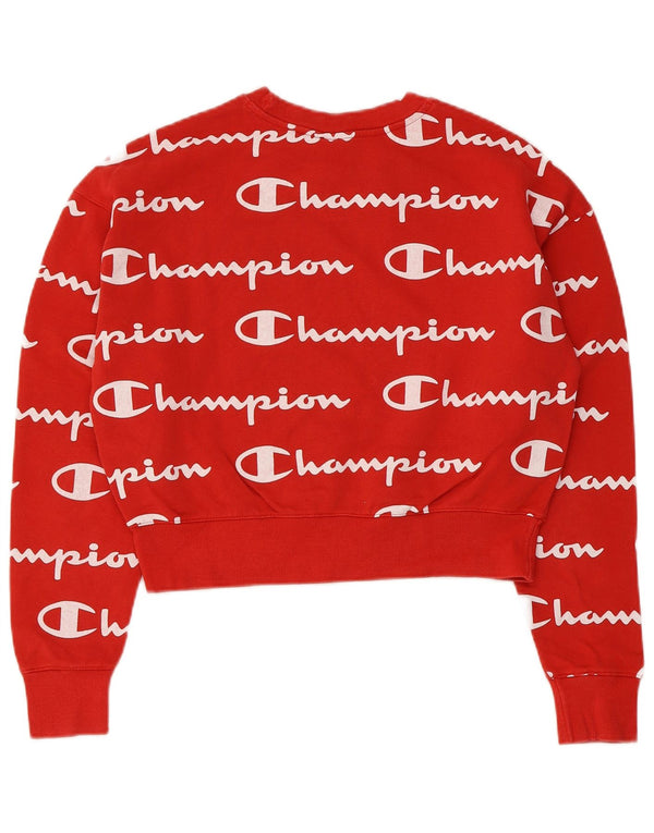 Damska bluza Champion Crop Graphic Oversize Sweter UK 6 XS Czerwona bawełna