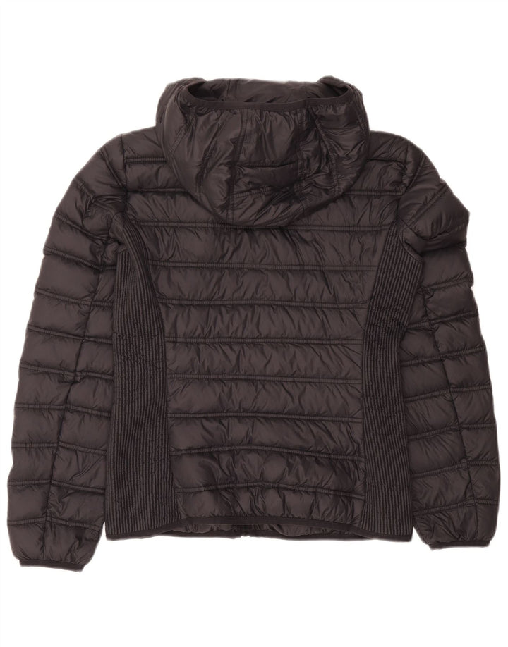 Ocieplana kurtka damska z kapturem w stylu vintage UK 12 Średni szary, blokowy poliamid