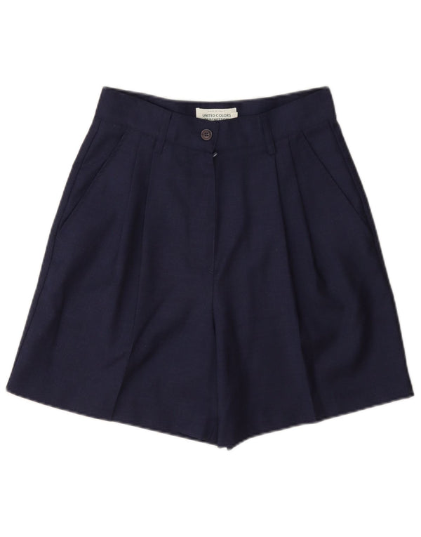 Benetton Womens High Waist Pegged Casual Shorts IT 40 Small W26 Navy Blue