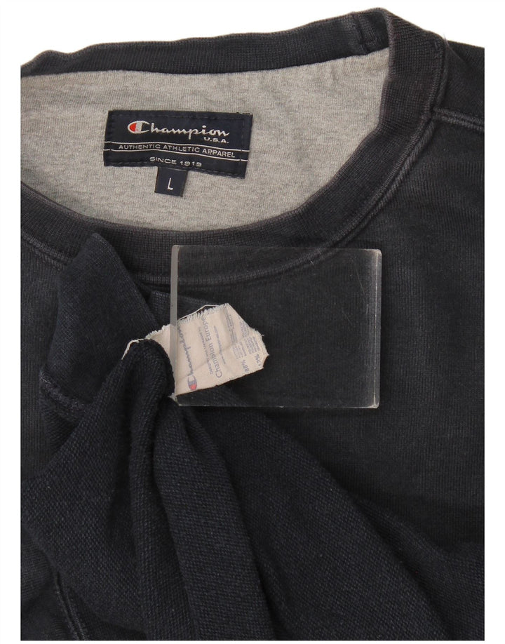 Męski sweter z grafiką Champion, duży, granatowy, bawełniany