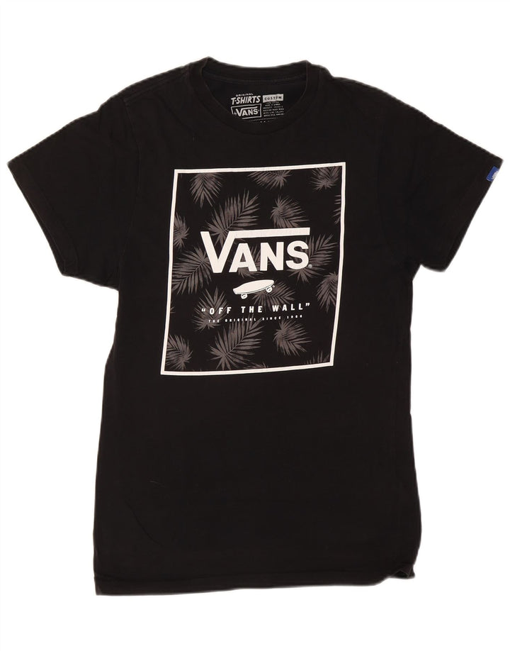 Męski T-shirt z grafiką VANS o dopasowanym kroju, mały, czarny, bawełniany