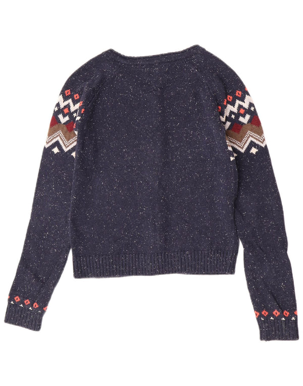 Damski sweter rozpinany Fat Face UK 8 Mały granatowy Fair Isle Cotton