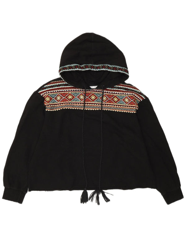 Damski sweter oversize z kapturem Zara UK 10, mała, czarna, geometryczna bawełna