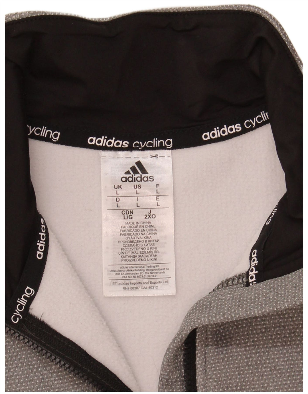 Adidas Męska bluza z zamkiem błyskawicznym, duży, szary poliester