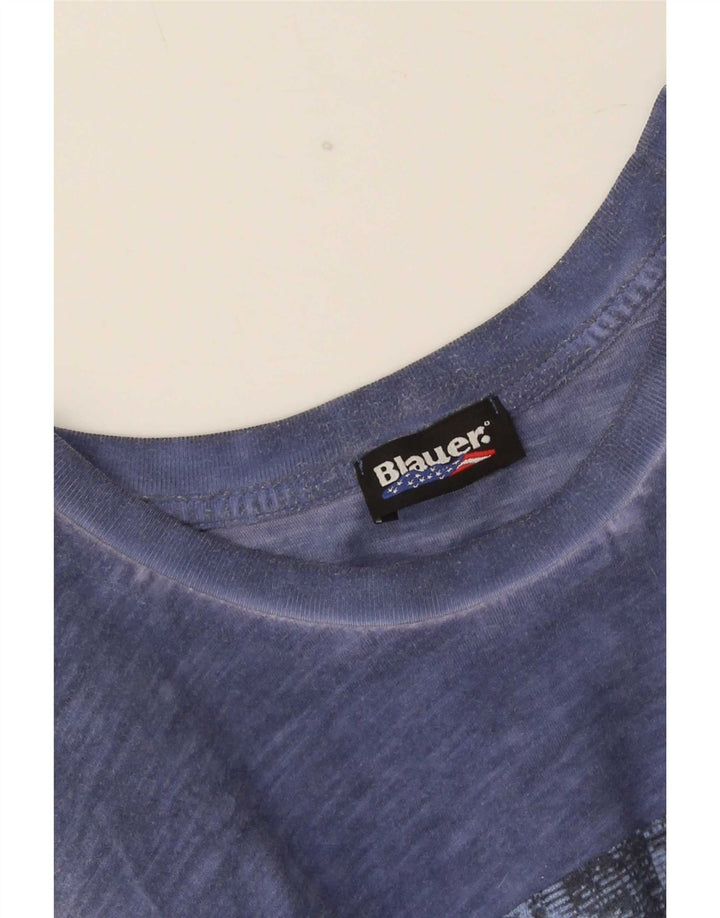 Męski T-shirt z grafiką Blauer, średni granatowy