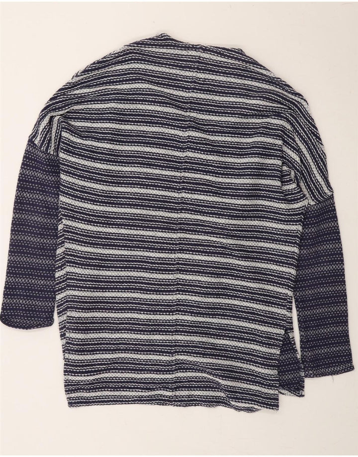 ROXY Womens Oversized Open Cardigan Sweater UK 14 Medium Navy Blue Striped Vintage Roxy and Second-Hand Roxy from Messina Hembry 