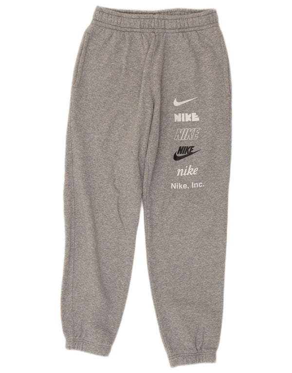 Chłopięce spodnie dresowe Nike z grafiką, 12-13 lat, duże, szare nakrapiane
