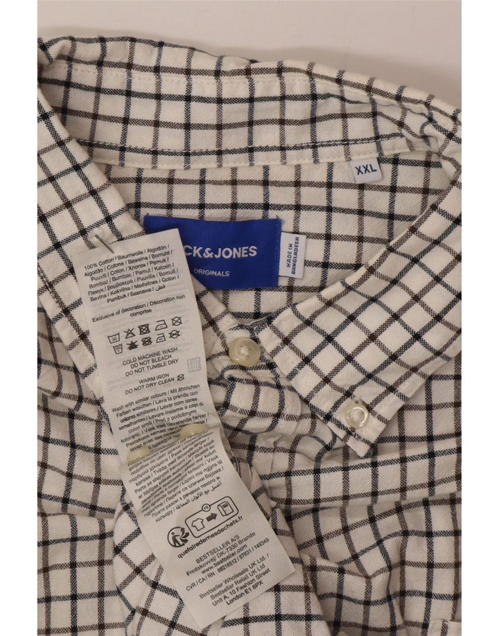 Koszula męska Jack & Jones 2XL, biała bawełniana kratka