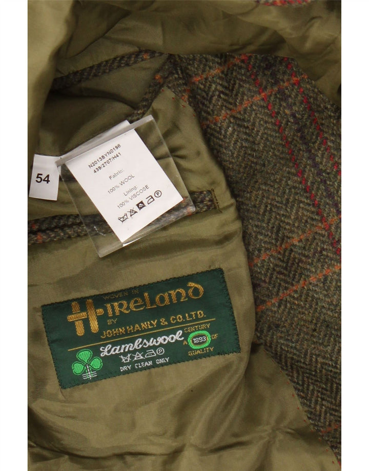 Męska marynarka zapinana na 3 guziki John Hanly&Co Ltd IT 54 2XL Khaki w kratkę