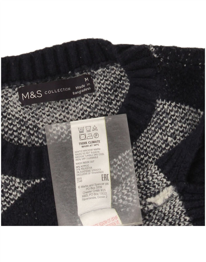 Marks & Spencer Damski sweter z wycięciem pod szyją, UK 14, średnia czarna kratka