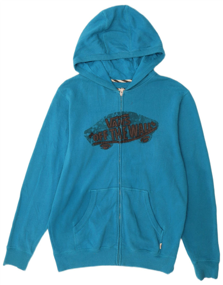 VANS Mens Graphic Zip Hoodie Sweater Small Blue Cotton