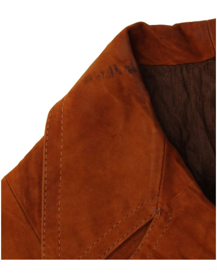 Zamszowa kurtka damska Vintage UK 16, duża brązowa