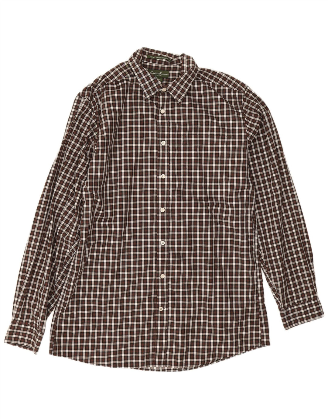 Eddie Bauer Męska wysoka koszula o klasycznym kroju, duża, brązowa bawełniana kratka