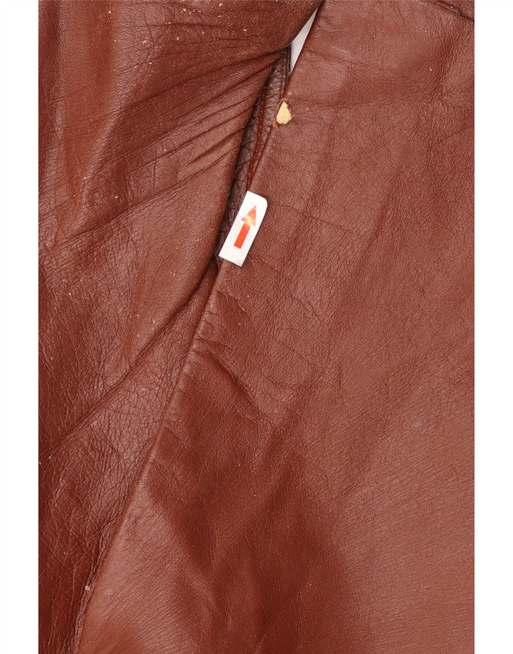 Vintage męska kurtka skórzana UK 40 duża brązowa skóra